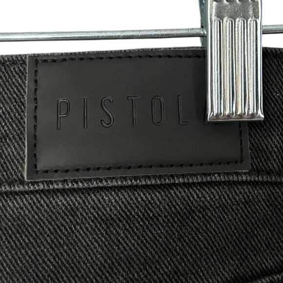 Pistola Keaton Distressed Straight Leg Busted Knee Jeans Women's 28 Black Taurus - Picture 5 of 6